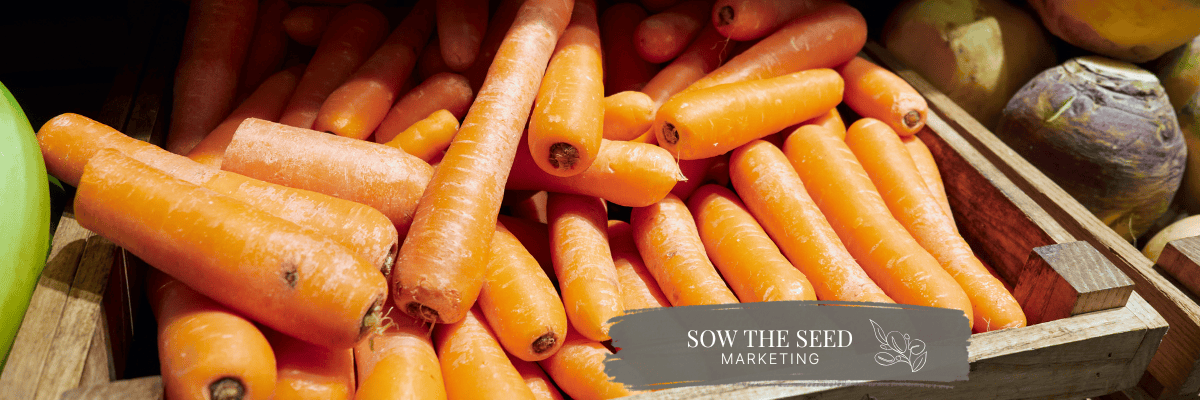 Farm diversification ideas, fresh carrots on display in a Shropshire farm shop